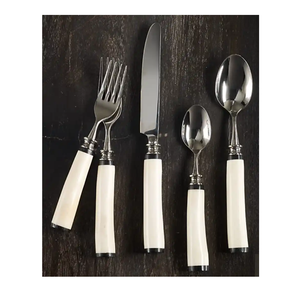 Manche en os antique et couteau à beurre en acier miroir fourchette ensemble de couverts pour cadeau baguettes ustensiles de cuisine vaisselle couverts - Product Image 4