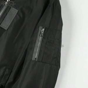 Último diseño de alta calidad chaqueta de bombardero liso hombres de negocios personalizado negro Zip-Up chaqueta de bombardero chaquetas de cuello de béisbol - Product Image 5