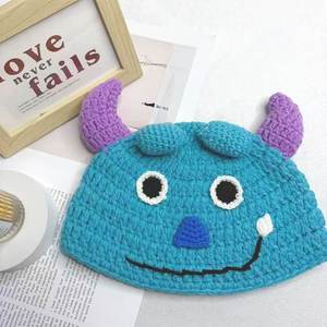 Gorro de Algodón Tejido a Crochet, Diseño Divertido de Dragón Azul, con Botones, Jacquard, Unisex, Cálido para Invierno, para Viajes, Ajustable - Product Image 4