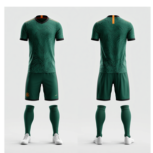 Uniforme de Fútbol Verde Esmeralda, Conjunto de Camiseta y Pantalones Cortos Topográficos, Ropa Deportiva para Equipos Atléticos - Product Image 1