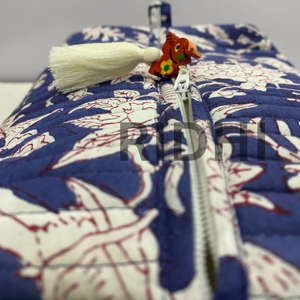 Bolsa de Mano Acolchada de Algodón Azul Ruso, Hecha a Mano, Ecológica, con Cierre, Reutilizable, Personalizada, para Viaje, Grande - Product Image 5