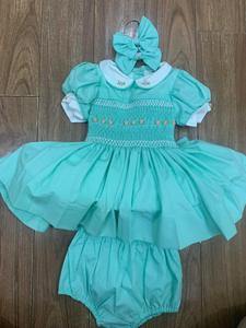 Robe en lin doux smocké faite à la main pour bébé filles Style décontracté pour le premier anniversaire de l'enfant en bas âge OEM Made in Vietnam - Product Image 6