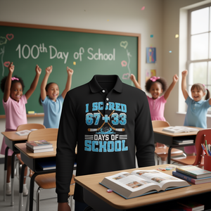 Polo à manches longues 100 Days of School Hockey Drip Boy 100th Day of School 6733 Produit promotionnel - Product Image 3