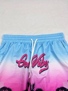 Pantalones cortos de poliéster con bolsillos con cordón informales y cintura elástica cómoda de secado rápido de verano Vintage personalizados - Product Image 4