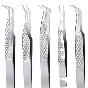 Kit de pinzas para pestañas, etiqueta privada de acero inoxidable, 5 uds., juego de pinzas para cejas para niña con bolsa de cuero - Product Image 3