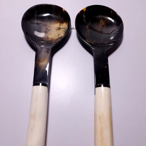 Set de couverts en os couleur or manche blanc vaisselle vaisselle à manger couverts cuillère et fourchette Set de couverts de cuisine - Product Image 1