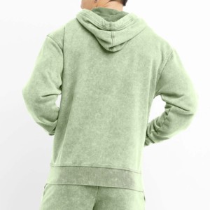 Sudadera con capucha y cremallera para hombre, de peso pesado, con hombros caídos, de forro polar para invierno, con logo personalizado, mezcla de algodón, transpirable y ecológica. - Product Image 2