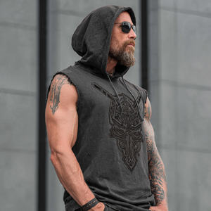 Sublimation <b>Sleeveless</b> Hoodie Men Workout Fitness Wear Printed Hoodies Men's Gym <b>Sleeveless</b> Hood Singlet <b>Top</b> Mens - Product Image 5