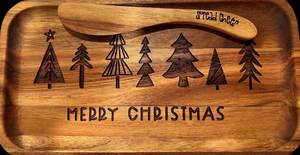 Planche à fromage personnalisée en acier inoxydable bois d'acacia massif naturel et bambou plateau de service pour la cuisine à domicile - Product Image 4