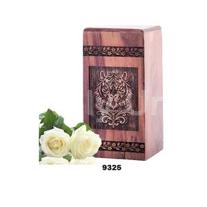 Tiger Wooden Urn - Adult Large Cremation Urn- Double Capacity Memories Memorial Gifts Funeral Urn With Free <b>Velvet</b> <b>Bag</b> - Product Image 1