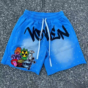 Shorts de survêtement décontractés unisexe personnalisés OEM 2025 avec broderies et patchs, entrejambe de 5 pouces, en mélange de coton molletonné 100% coton, respirant et à séchage rapide - Product Image 1