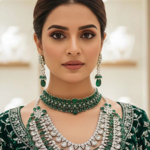 Conjunto de Joyería Nupcial Pakistaní Vintage con Gargantilla de Oro Antiguo con Perlas Colgantes y Elegante Maang Tikka - Product Image 6