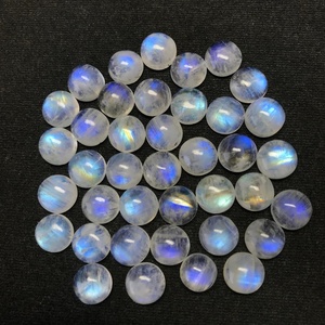 Blue Fiery Natural Rainbow Moonstone Round Flat Back Cabochon Gemstone para la fabricación de joyas como anillos Pulsera Tobillera Collar - Product Image 4