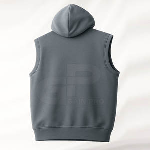 เสื้อฮู้ดแขนกุดสไตล์สตรีทแวร์สำหรับผู้ชาย แนวลำลอง ทรงเข้ารูป เหมาะสำหรับออกกำลังกายและสวมใส่ในชีวิตประจำวัน - Product Image 2