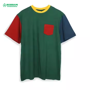 Camiseta de algodón/bambú para hombre, superventas, con bloques de color, corte holgado, cuello redondo, 260 g, peso pesado, ecológica, antipilling, de secado rápido - Product Image 3