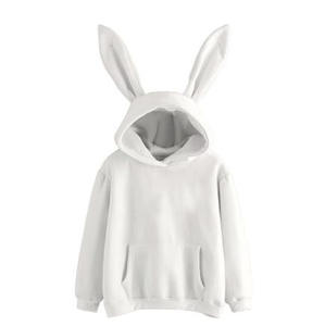 Pull à capuche en tricot d'hiver pour femme de haute qualité avec oreilles de lapin, personnalisé, uni, teint, devant 100% coton, ÉLÉGANTE - Product Image 3