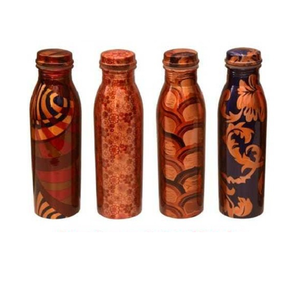 Botella de agua de cobre Esmalte Impreso Color azul real Botellas de cobre sólidas hechas a mano Botella para beber Venta caliente Venta - Product Image 2