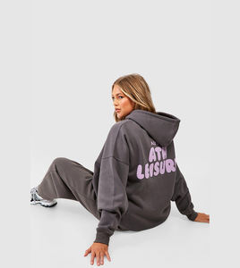 ชุดเซ็ทลำลองผู้หญิงไซส์ใหญ่ 2 ชิ้น เสื้อฮู้ดและกางเกงขายาว ผ้าระบายอากาศ รุ่นขายดี เหมาะสำหรับฤดูหนาว - Product Image 3