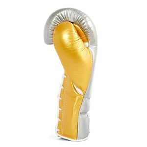 Gants de boxe argentés et dorés personnalisés en cuir de première qualité - Product Image 3