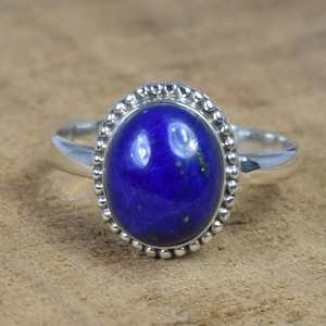 Handmade 925 Sterling Silver Fine <b>Ring</b> Unique Classic Design with Natural <b>Lapis</b> <b>Lazuli</b> Gemstone Customized Eternity Vermeil - Product Image 1