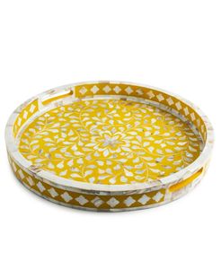 Élégant plateau en nacre fabriqué à la main sur socle en bois utilisé comme plateau alimentaire pour servir du chocolat ou plateau décoratif - Product Image 1