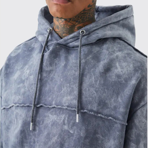 Chándales de lavado ácido de 100% algodón personalizados 500GSM, traje de jogging de pierna recta, chándal desgastado, sudaderas con capucha y pantalones de chándal, conjuntos para hombres - Product Image 4