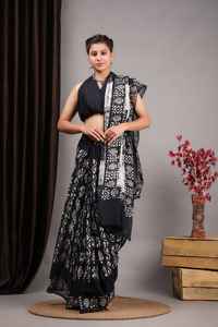 Sur mesure couleur rouge foncé main bloc Bagru imprimé doux Malmal coton Saree avec chemisier idéal pour la revente pour les femmes. - Product Image 5