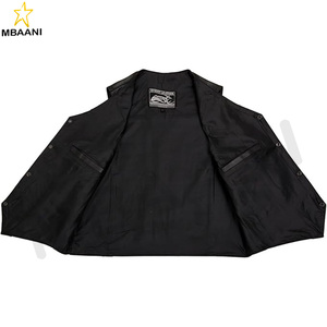 Gilet en cuir noir pour moto pour hommes - Gilets de moto pour adultes de club de moto - Product Image 5