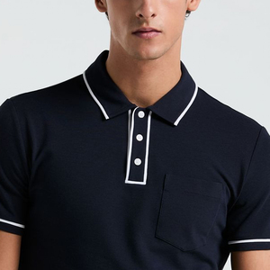 Chemise polo pour homme, coupe ajustée, coton, vente en gros, acheteurs américains, chemise polo pour homme, couleur unie, logo personnalisé, usine OEM - Product Image 3