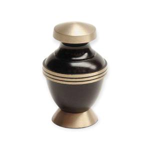 Modern Bronze Tone Metal <b>keepsake</b> Urn With Dual Gold Band Accents And Matching Mini <b>Keepsake</b> Urn - Product Image 5