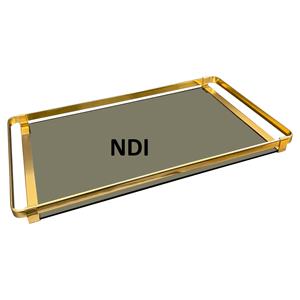 Plateau de serveur de nourriture fini doré haut de gamme plateau en métal de Style luxueux pour la décoration de Table à dîner - Product Image 1