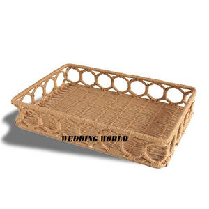 Bandeja de servicio de ratán decorativa para mesa, tamaño personalizado, plato hecho a mano, clásico, elegante, nueva llegada, venta al por mayor, bandeja de servicio de ratán - Product Image 6