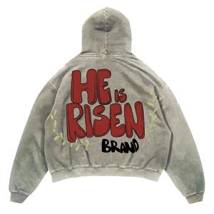 เสื้อฮู้ดดี้และเสื้อสเวตเชิ้ตผู้ชายแบบยูนิเซ็กซ์ พิมพ์ลายพัฟฟ์ ขนาดใหญ่พิเศษ ผ้าฝ้าย 100% คุณภาพสูง น้ำหนักมาก สกรีนโลโก้ตามสั่ง สไตล์ฮิปฮอป ขายส่ง - Product Image 3