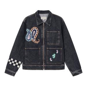 Chaqueta Vaquera Desgastada de Color Sólido con Bolsillos, Estilo Moderno para Hombre, Chaqueta con Solapa de Diseño Moderno - Product Image 1