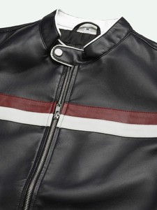 Chaqueta de motorista con cremallera de anilina de piel de oveja auténtica estilo callejero para hombre con forro de viscosa acolchado bolsillos de color lavanda - Product Image 3