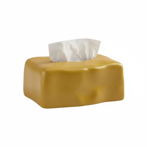 Creative Mustard Color Metal Tissue Box Cover Unique Design Home Office Living Room Desktop <b>Napkin</b> Paper <b>Dispenser</b> Organizer - Product Image 1