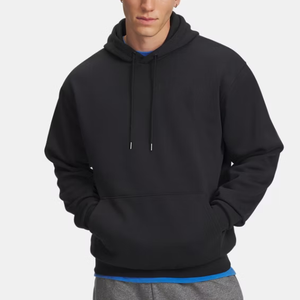 Sudadera con capucha de invierno para hombre, de primera calidad, de forro polar grueso de poliéster/algodón, corte regular, media cremallera, bordado digital, color liso - Product Image 1