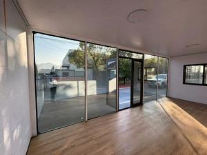 Solución de Oficina Portátil, Diseño de Pared de Cristal, Color <span class=keywords><strong>Crema</strong></span>, 20 pies, 30 pies, 40 pies, <span class=keywords><strong>1</strong></span>, 2, 3 Dormitorios, Cabaña Prefabricada Escalable Tipo Apple en Venta - Product Image 6