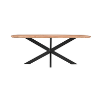Table à manger carrée de style moderne danois en bois de manguier et fer, durable et imperméable, pour la maison, le bureau, l'hôtel, le restaurant, la cuisine