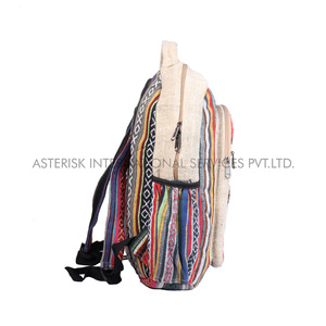 New Arrival Medium Handmade Hemp <b>Laptop</b> <b>Sleeve</b> Backpack Shoulder <b>Bag</b> Unique White Canvas Nepal Environmentally Friendly Factory - Product Image 2