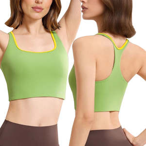 K_T Soutien-gorge de yoga à col en U de haute qualité pour femmes Nouvelle arrivée Soutien-gorge de sport vert pour entraînement physique Logo de course à pied sur le devant - Product Image 3