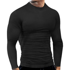 Camisas de manga larga de compresión atlética con cuello redondo para hombre de alta calidad, camiseta atlética de secado rápido ajustada para entrenamiento de gimnasio - Product Image 3