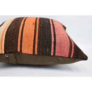 Brown Wool Kilim <b>Patchwork</b> Pillow 16x16 Inch Decorative Accent Pillow Vintage Floral Print Woven <b>Bedding</b> Floor Portable - Product Image 5