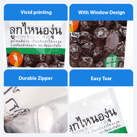 Op maat gedrukte verpakkingen voor gedroogd fruit, staande ziplock zakken, gelamineerd plastic, vochtbestendig, zuurstofdicht, geschikt voor levensmiddelen.