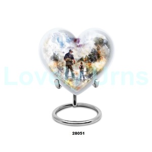 Urna conmemorativa de cremación de corazón de pesca al atardecer de la mejor calidad para cenizas de adultos, urna decorativa de corazón grande con soporte y bolsa gratis - Product Image 2