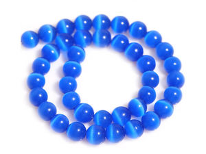 Perles de pierre, perles œil de chat bleues, brin de perles, bijoux en pierre, pierre précieuse lisse, collier de guérison, perle de cristal naturel, grossiste - Product Image 5