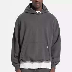 เสื้อฮู้ดแบบคร็อปสำหรับผู้ชาย, เสื้อฮู้ดแบบสวมหัวมีฮู้ดเสื้อ400gsm น้ำหนักมากปักลายสำหรับทุกเพศกระดุมติดฉลากส่วนตัว - Product Image 1