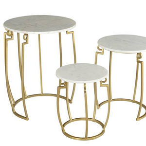 Table d'appoint moderne de luxe en marbre et métal, réglable, sur mesure, design unique, finition naturelle, pour chambre, cuisine, salon - Product Image 2