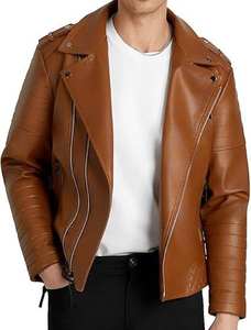 Chaquetas de Invierno Nuevas para Hombre, Servicio OEM Personalizado, Cuero Vacuno Transpirable de la Mejor Calidad, Color Marrón, Cuello Alto Personalizado, Estilo Vintage - Product Image 6