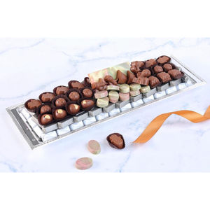 Premium Quality Gold Plated Metal Tray With Floral Accent Handcrafted Modern <b>Chocolate</b> Tray For <b>Weddings</b> And Anniversary Gift - Product Image 2